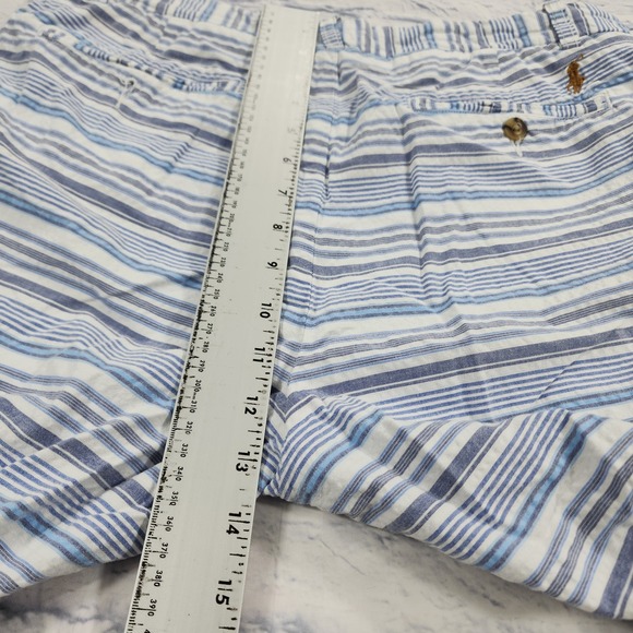 Polo Ralph Lauren Shorts MENS 33 Blue White Stripe Stretch Classic Fit Pony Logo - Picture 7 of 12